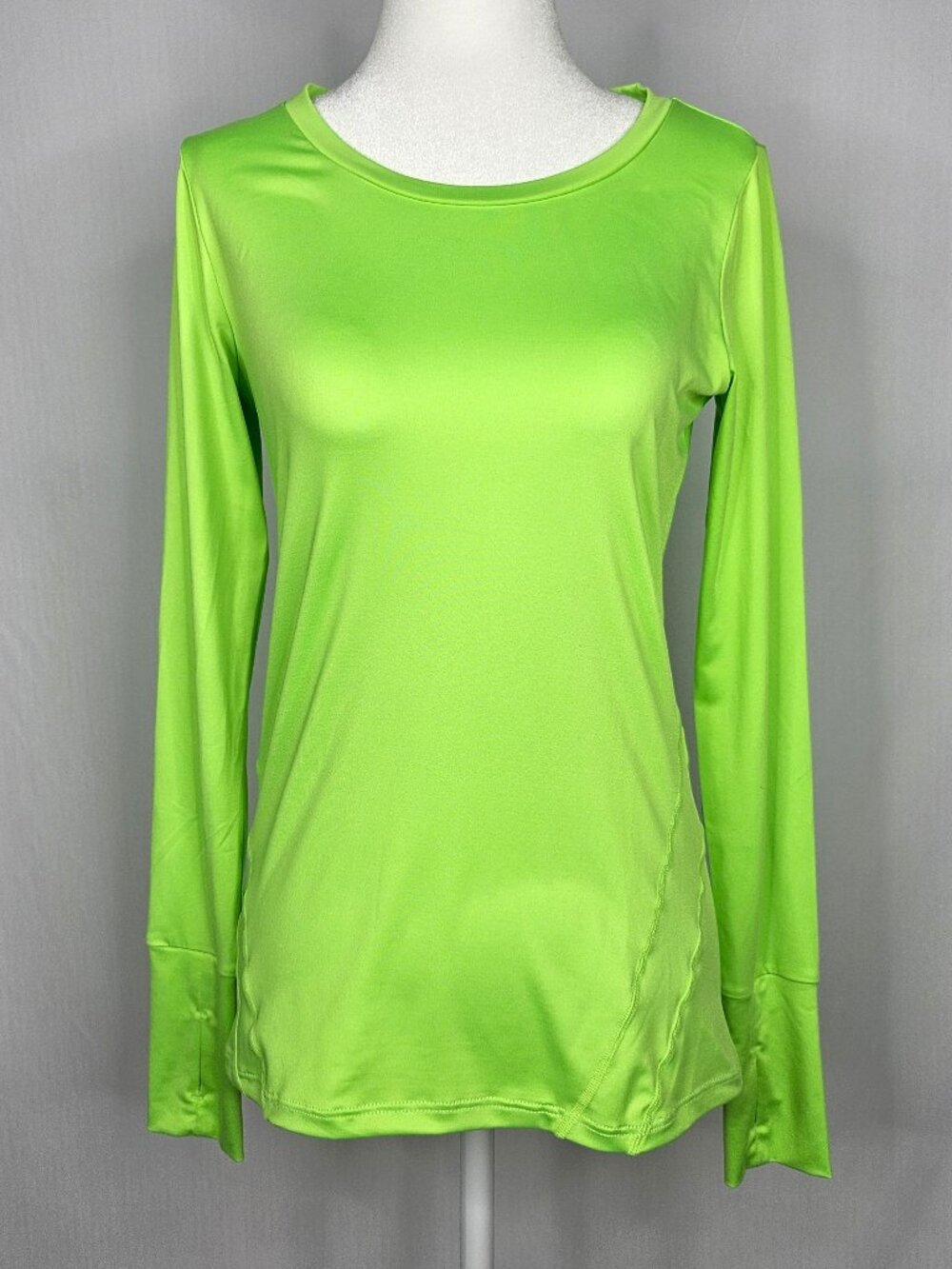Zengjo Neon Green Athletic Top I Thumbhole Long Sleeve Running I Size XS
